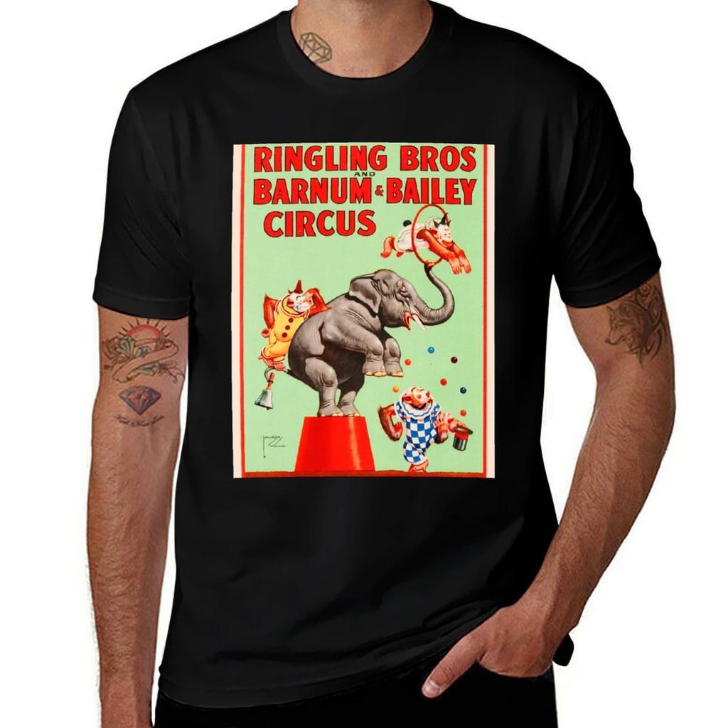 Ringling Bros Barnum Bailey CIRCUS ACROBATIC WILD ANIMALS Show Lithograph Poster TShirt Performance Workout Short Sleeve Tee
