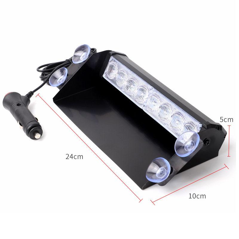 8 LED Universal Car Strobe Light Flasher Vehicle Windshield Flashing Warning Signal Lamp Red Blue Police Emergency Lights 12V