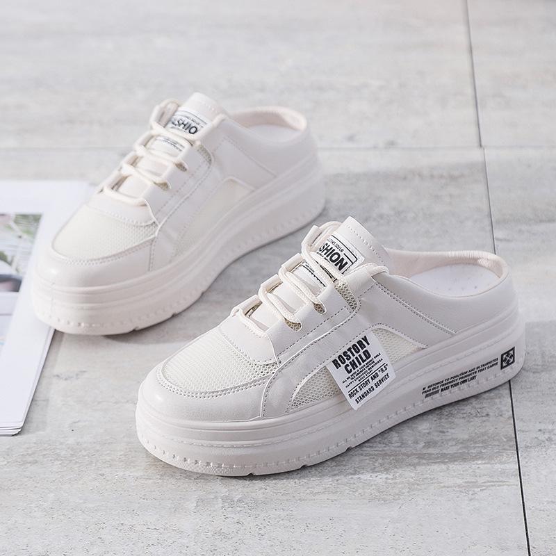 Полутапочки Baotou женские летние сетчатые ленивые туфли на толстой подошве на полуподдержке на одной ноге для верхней одежды