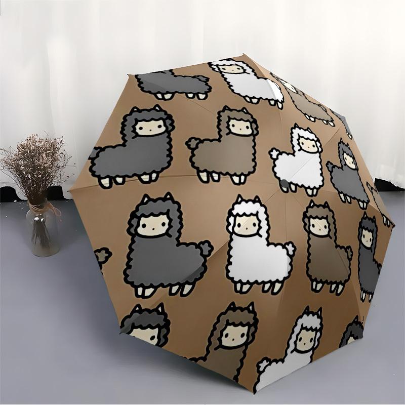 1pc Alpaca Pattern Automatic Folding Umbrella, Portable & Foldable Design with 8 Ribs, Casual Outdoor Accessory yy250805121