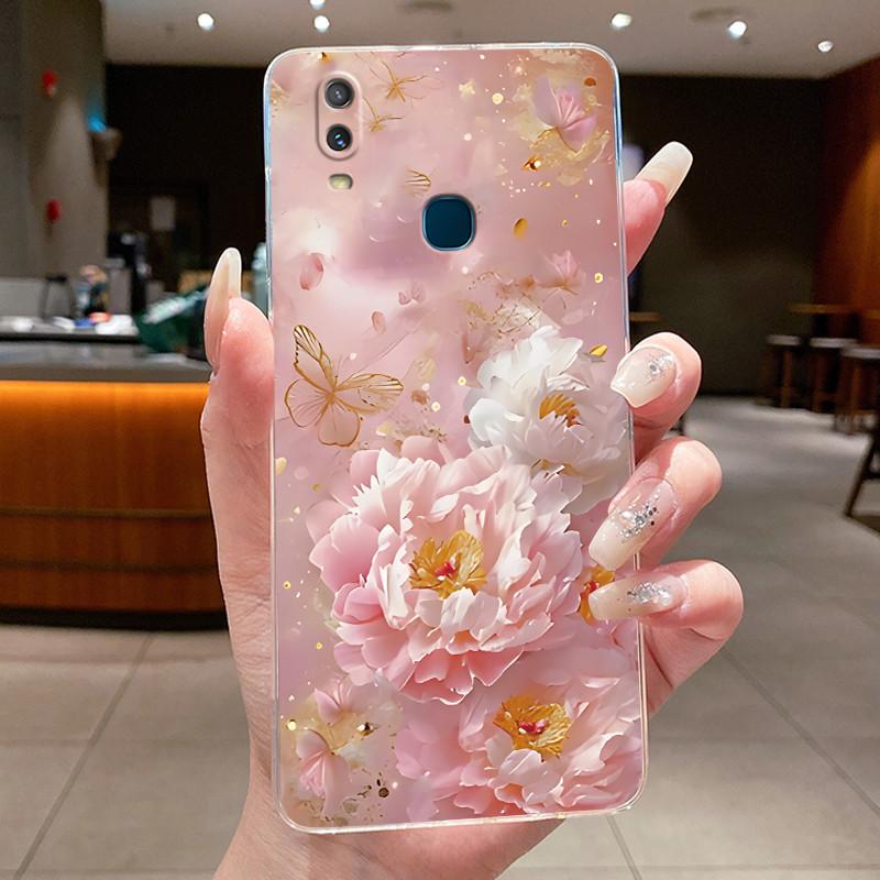 Для VivoY11 2019 Задняя крышка Vivo 1906 Корпус Vivo Y11 2019 Чехол Модный Роскошный Бабочки Цветы Прозрачный Мягкий ТПУ Желе Чехол для Телефона