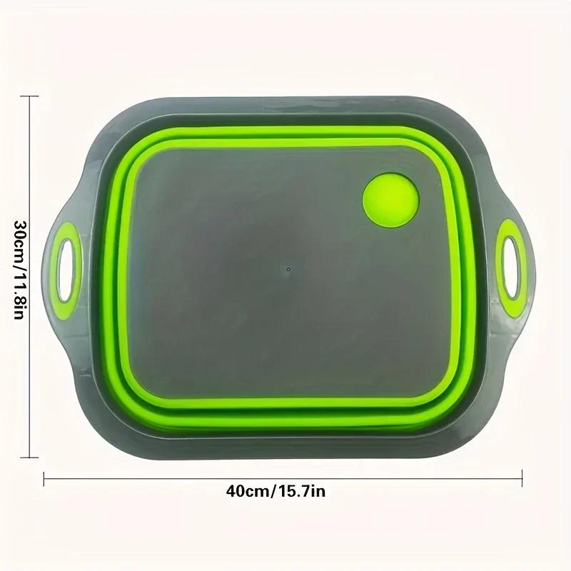 Складная разделочная доска с дуршлагом, многофункциональная силиконовая складная разделочная доска, корзина для посуды, сушилка для посуды, кухонное хранилище