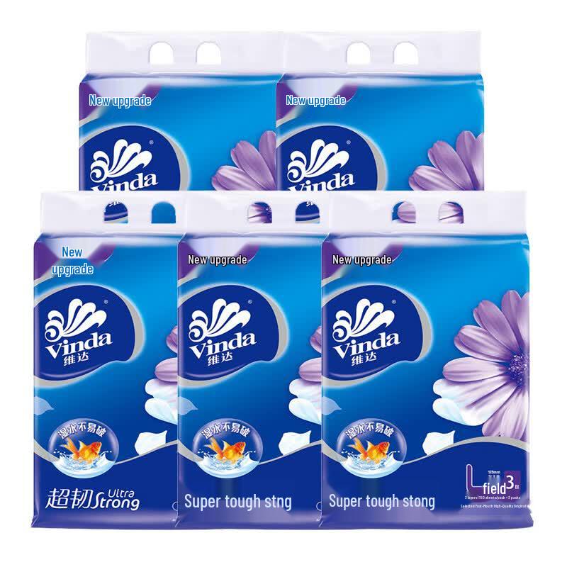 Vinda 3-Ply Soft Pack Facial Tissues, 150 Sheets x 15 Packs