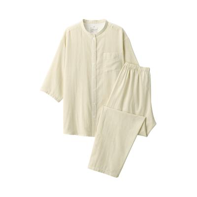 Женская пижама MUJI из тонкой марли без швов, рукав 3/4, светло-желтая полоска, размер XS, FD1L7A5S