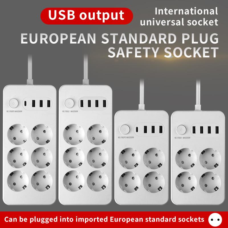 European Standard Socket Plug for Household USB Socket Switch European Standard Socket Plug Russian High-power Multifunctional Plug Board