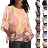 Women's Fashion Seven-Quarter Sleeve Round Neck Printed Loose Casual Shirt Tops
