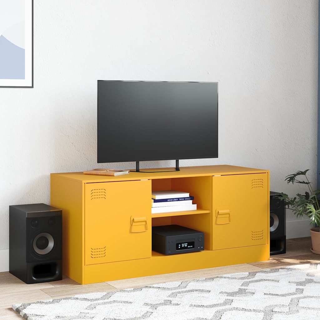 TV Stand Mustard Yellow 99 x 39 x 44 cm Steel