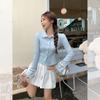 T Shirt Women Oversize Blue Neck Pure Cotton Casual For Spring