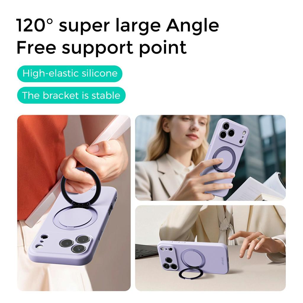 ABEEL For iPhone 17 Pro Max Magnetic Case Kickstand Skin Touch Liquid Silicone Phone Cover