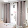 Korean Style Double Layer Princess Curtains with Lace Cutout Stars – Full Blackout for Bay Windows