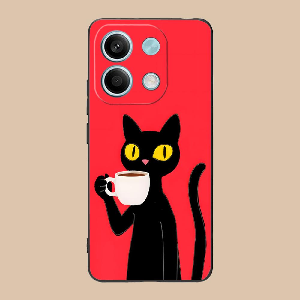 Милый Кофе Кот Матовый ТПУ Чехол для Мобильного Телефона для Xiaomi 15 14 13 12 Mi 11 T Ultra Lite Pro S X 5G Цветной Печатный Чехол