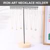 Эффективная железная стойка для подвешивания ожерелий, экономящая место, железная вешалка для ожерелий с деревянным основанием для личной коллекции украшений