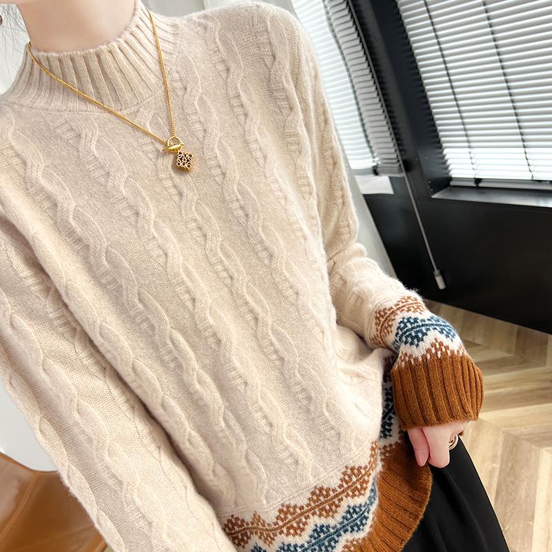 Женский кашемировый свитер Qinghe кашемир 30% кашемир 70% шерсть осенне-зимний кашемировый пуловер утолщенный мягкий и теплый