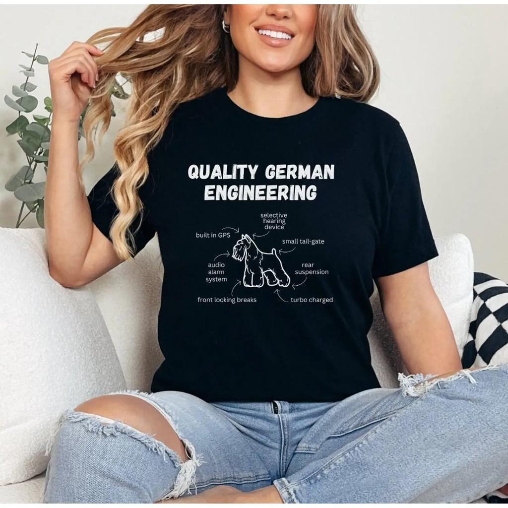Quality Gerunisex Engineering Schnauzer Funny T Shirt Miniature Dog For Lover Mom Casual Top Vintage Versatile Slightly