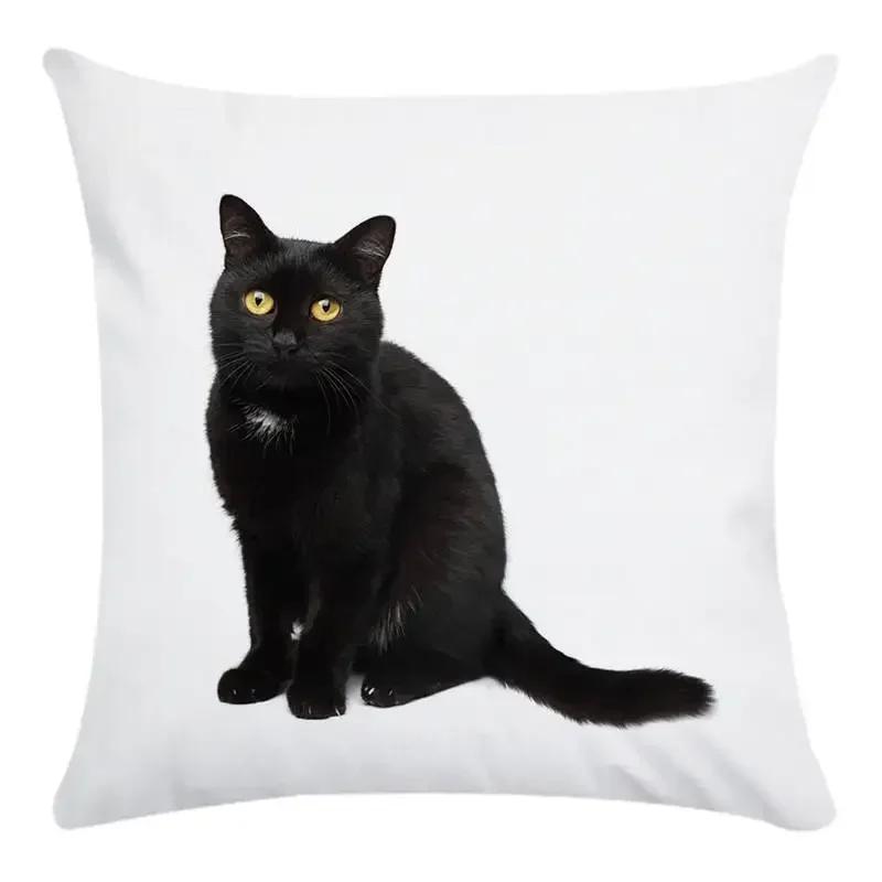 Cute Cat Pattern Of Animals Double-Sided Printed Pillow Cover Short Plush Suitable Living Rooms Bedrooms Throw Cushion Cover