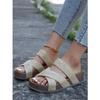 Wish New Large Size Large Size Casual Sandals Women's Slippers Flat Bottom Thick Sole One Word Cross Sandals