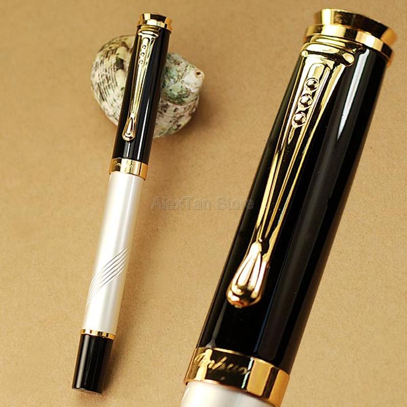 Jinhao 500 Высококачественная металлическая перьевая ручка, черная с золотым, со средним пером