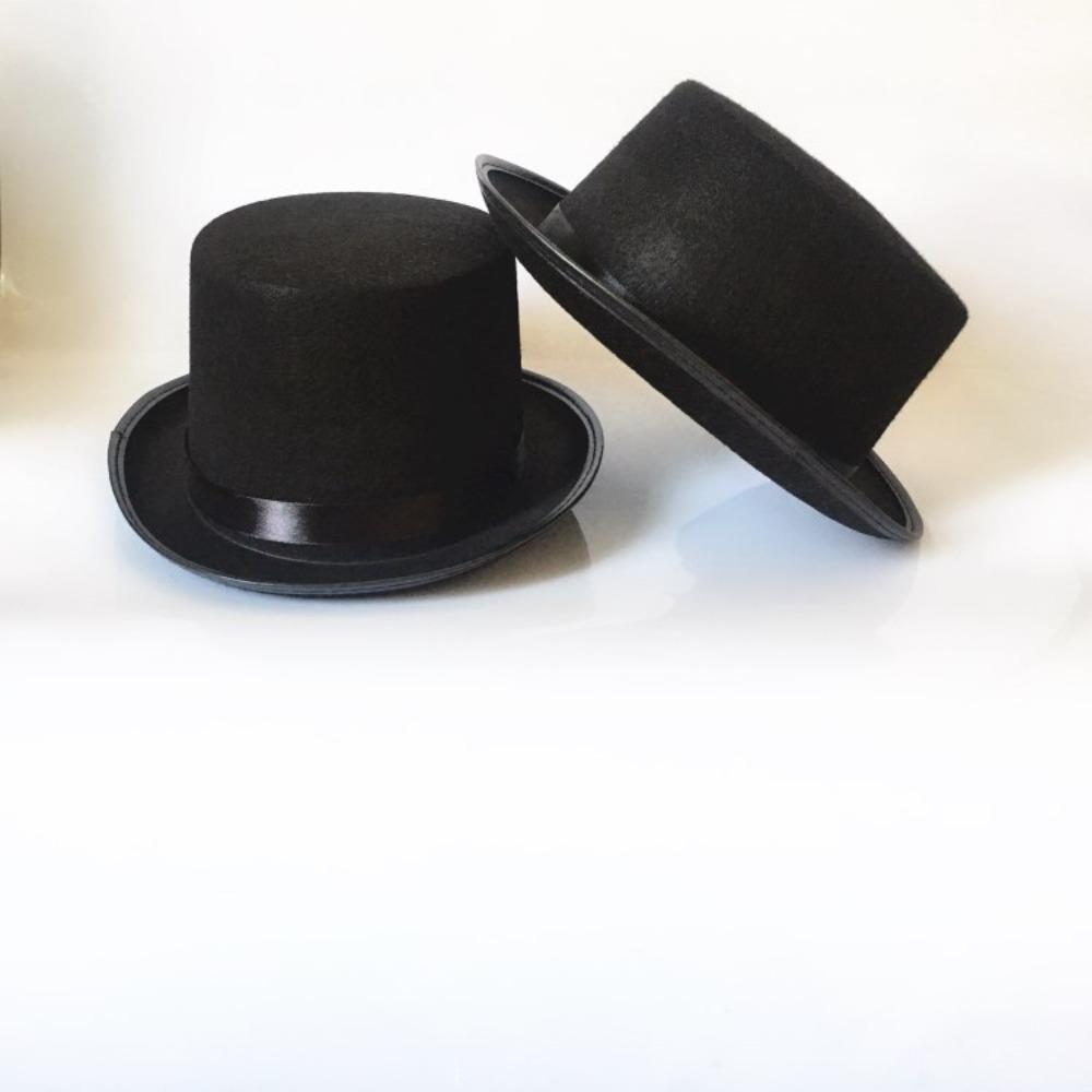 Elegant Magician Hat Fabric Gentleman Cap Deluxe Black Top Hat Stage Performances