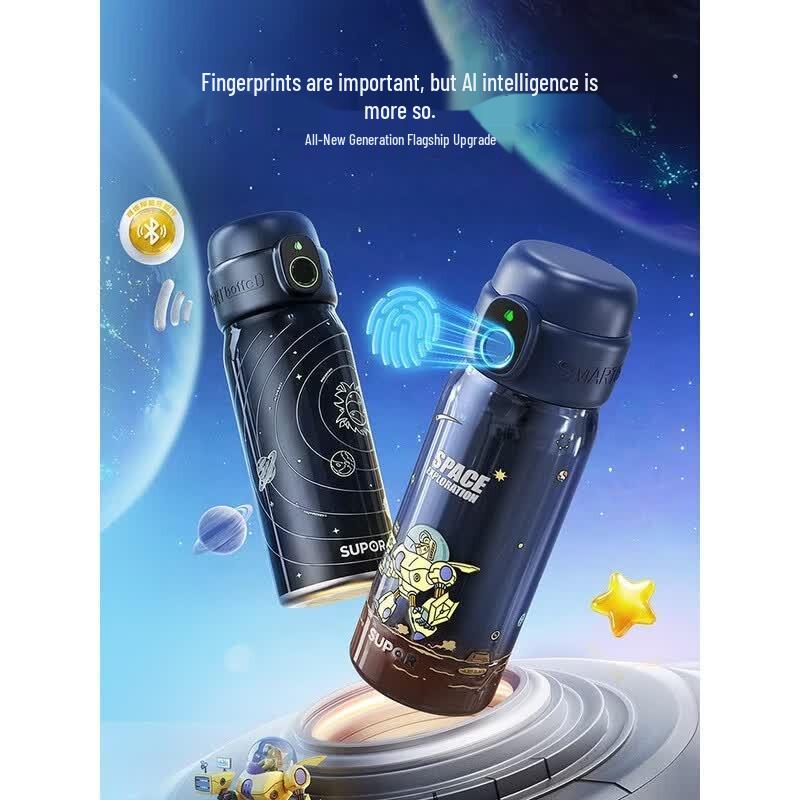 SUPOR Умная бутылка с замком-отпечатком пальца 316L Нержавеющая сталь Термобутылка - издание 'Пузырьковый кролик' со сменой цвета