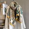 Winter Warmer Scarf For Women Elegant Thickened Tassel Pashmina Shawl Floral Faux Cashmere Warps Autumn Blanket For Daily Wear