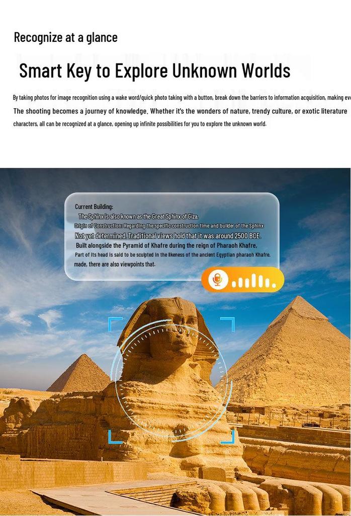 AI Smart Glasses: Outdoor Sports Anti-Shake Photography, Object Recognition, WiFi Image Transmission, and Translation Features.