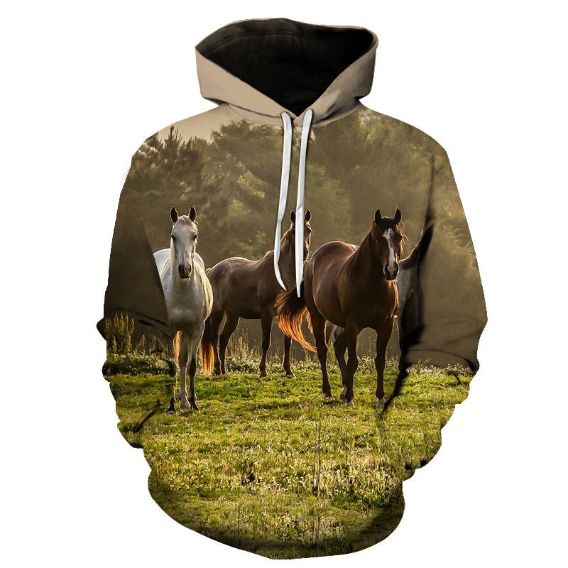 Spring Autumn Horse 3D Print Men's Hoodies Sweatshirts Animal Design Men Women Casual Streetwear Pullover Oversized Hoodie
