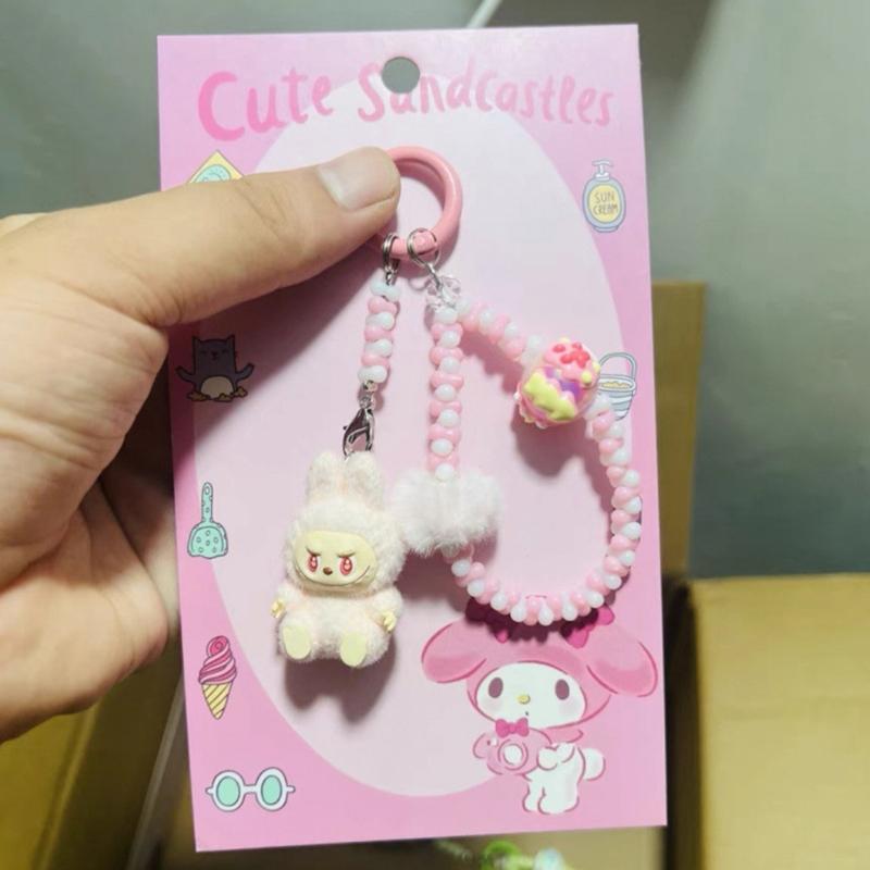 Кавайный мультяшный кукольный брелок Милый брелок из бусин Аксессуары для украшения сумки Универсальный подвес для мобильного телефона Подарки