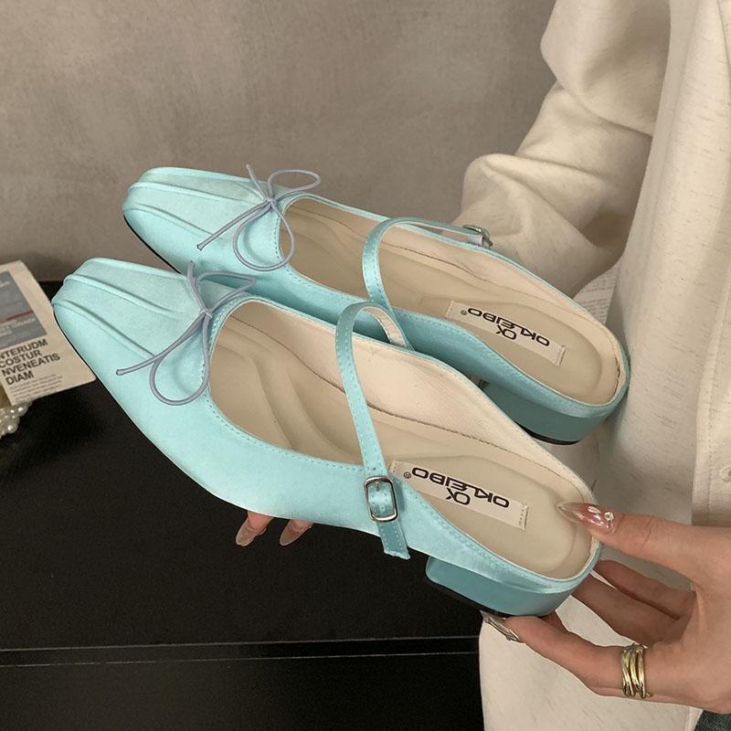 Мода Мода Туфли-лодочки с бантом-бабочкой Женские туфли на плоской подошве Женская обувь с мелким вырезом Слипоны Женские туфли на плоской подошве Слайды Мюли