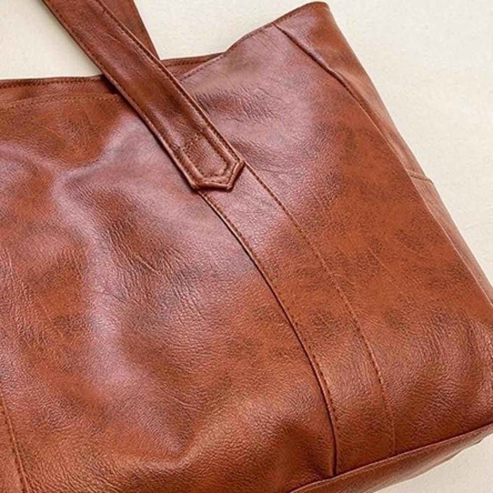 PU Commuting Handbag Minimalist Large Capacity Bag Versatile Soft Leather Bag Shopping