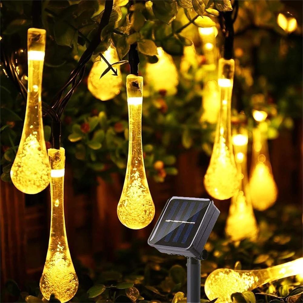 Solar Powered Water Drop Lights String Multicolor LED Outdoor Christmas Decor for Christmas Tree Holiday Wedding Party 881