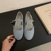 Французские замшевые туфли Мэри Джейн с вырезами 2025 весна-лето однострочный ремешок с пряжкой, вырезы, плоская подошва, мягкая подошва, балетки