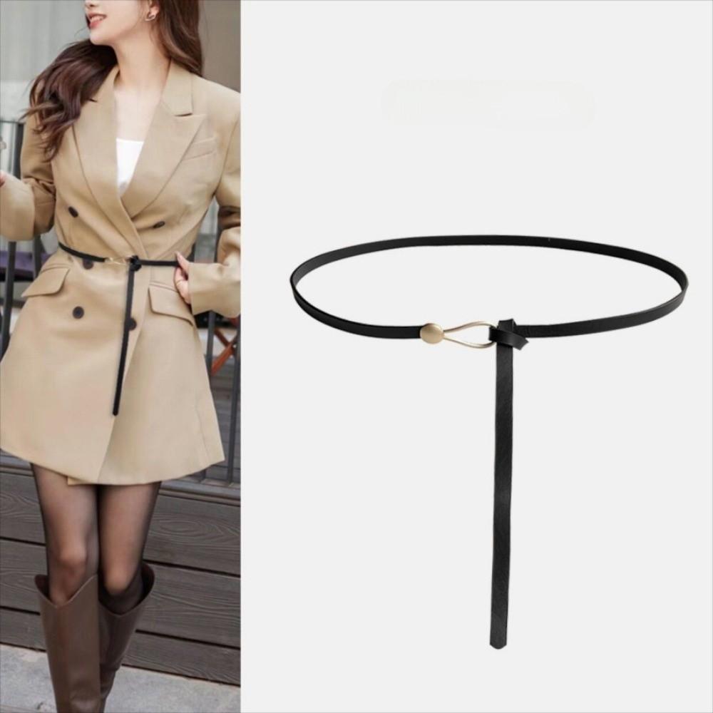 Solid Color Knotted Belt PU Leather Dress Belt New Waist Chain for Jeans