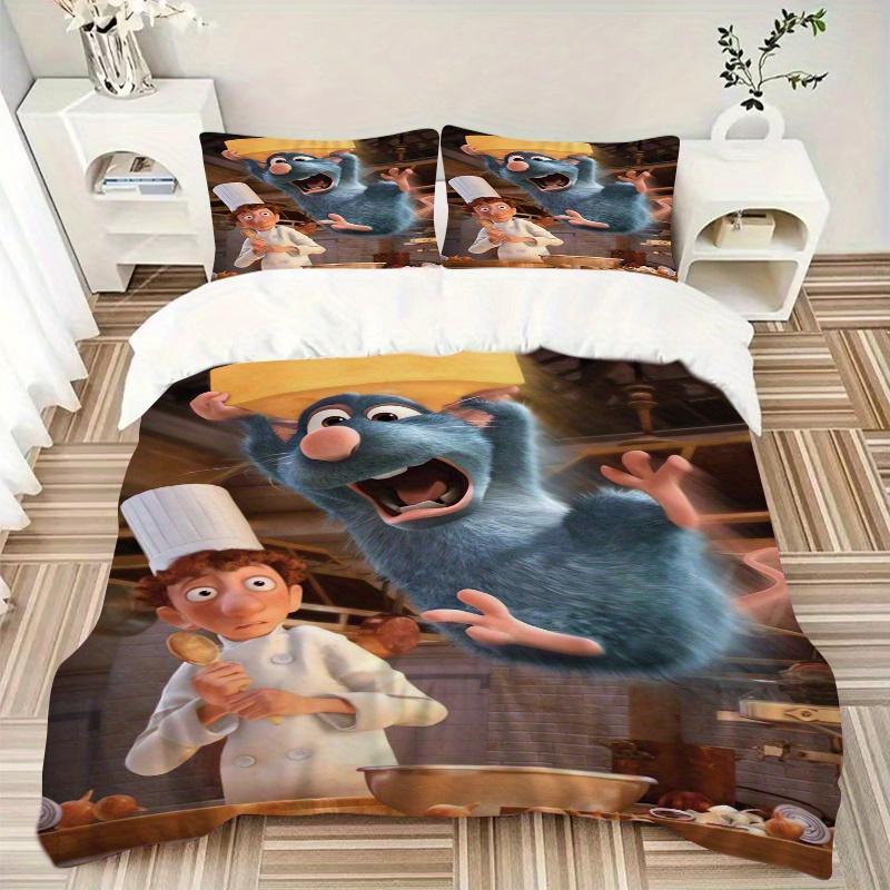 3pcs Ratatouille Movie Poster Quilt Set, Soft and Comfortable Bedroom, Guest Room and Dorm Decor Bedding Set 1 Quilt Cover + 2 Pillowcases.Q