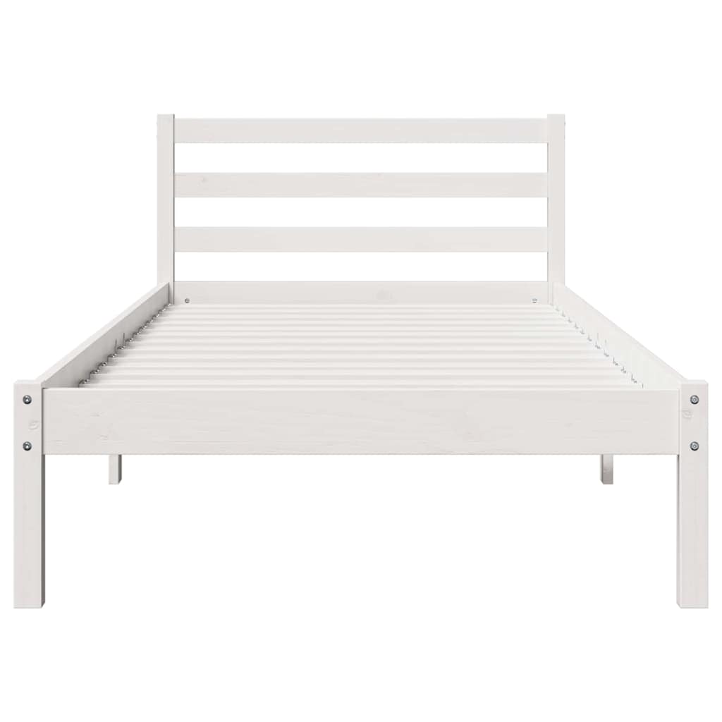 White Bed Frame 215.5 x 85.5 x 69.5 cm Solid Pine Wood