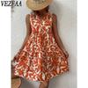 Women's Fashion Summer Spring Flower Pattern Print Sleeveless V-Neck Middle Waistline Casual Dresses