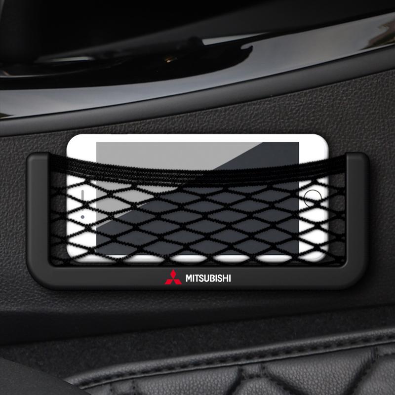 1/2Pc Car Net Bag Phone Holder Storage Net Box Pocket Organizer for Mitsubishi Pajero Outlander XL Montero Lancer Center Hub Cap