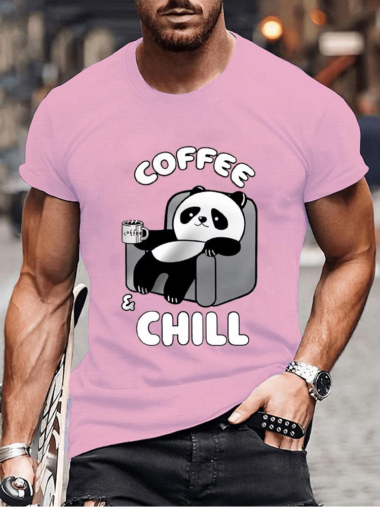 Coffee Chill Panda Enjoying Time T Shirts Men Women Short Sleeve Oversize T Shirt Loose Summer Tee Clothes Casual Fashion Tops