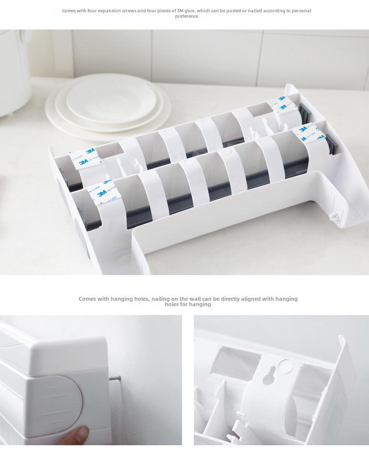 Настенная многофункциональная кухонная стойка для хранения пластиковой пленки и рулонов бумаги