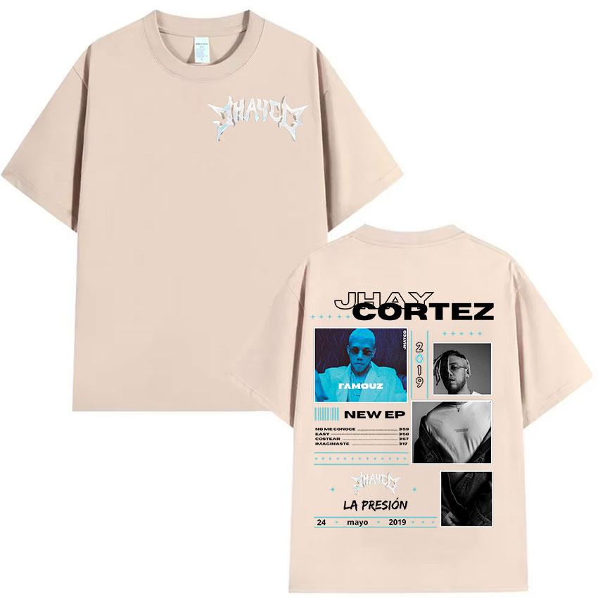 Rapper JHAY CORTEZ LA PRESION New Album T Shirt Unisexs Women Hip Hop Fashion Short Sleeve Tshirts Retro Street Clothing Tshirt