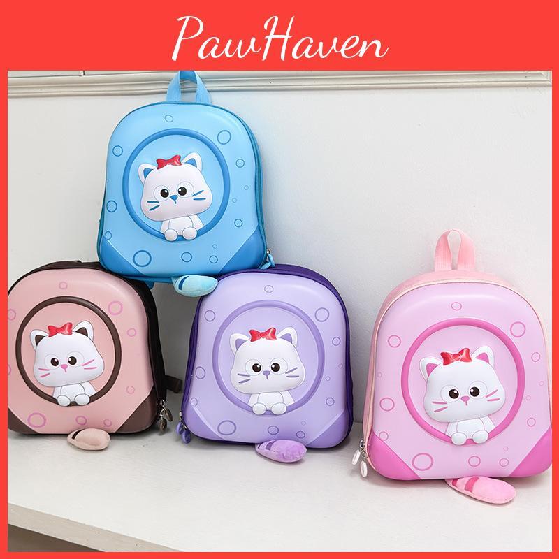 Baby Kindergarten Cat Backpack With Cotton Oxford Material And Playful Style For Children
