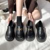 Thick-soled Heightening British Style Loafers Women's Spring 2025 New Muffin Single Shoes Round Head One Pedal Small Leather Shoes
