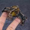 Браслет-манжета из медной проволоки с драгоценным камнем тигровый глаз, регулируемый r7a66