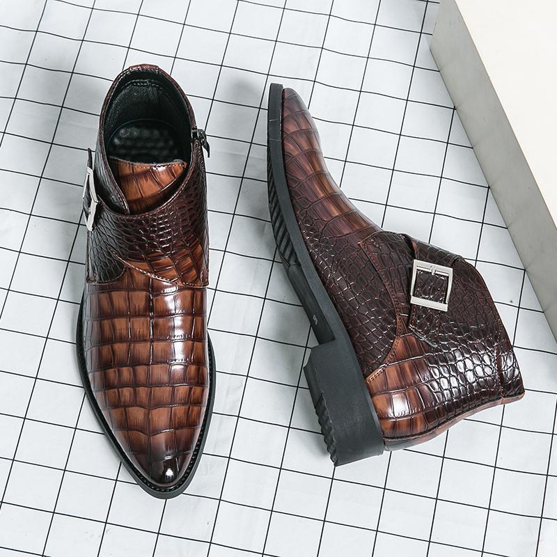 Модные мужские ботинки челси коричневого цвета на молнии сбоку в британском стиле, остроносые, с высоким верхом, деловые кожаные туфли, роскошный бренд, мужские свадебные ботильоны