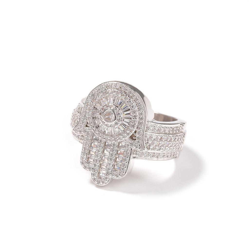 Хип-Хоп Gumeng Мужское кольцо с цирконом Модное Классическое Кольцо Ладонь Фатимы Хип-Хоп Персональность Ювелирные изделия Партия