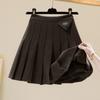 Autumn and Winter New High Waist Thin Pleated Skirt  College Style a Word Half