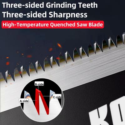 Складная пила из стали SK5, 1 шт., двухлезвийная, хром-ванадиевый сплав, эргономичная ручка с предохранительным замком, идеально подходит для деревообработки, резки деревьев, использования на открытом воздухе