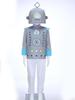 Unisex Kids Robot Costume Long Sleeve Colorful Printed Top Elastic Waistband Pants Cute Robot Headgear Cosplay Halloween Set