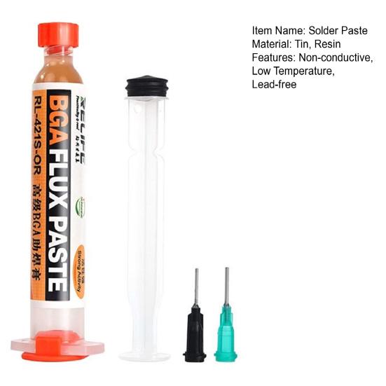 1 комплект паяльной пасты, бессвинцовая низкотемпературная 2 иглы, печатная плата BGA, процессор, светодиодная сварочная паста, инструменты для пайки, промышленные аксессуары