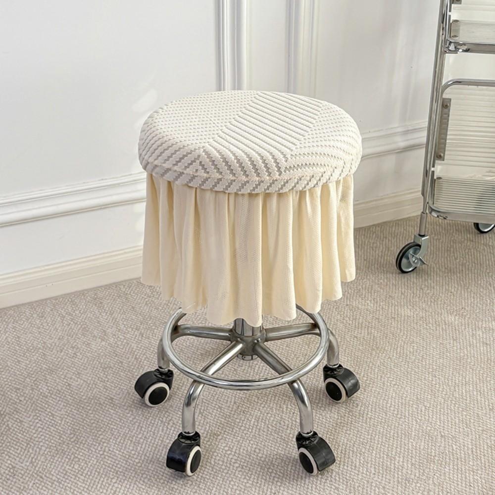New Full-Coverage Bar Round Stool Cover with Skirt Hem Elastic Round Chair Cover Washable Non-slip Seat Chair Slipcover