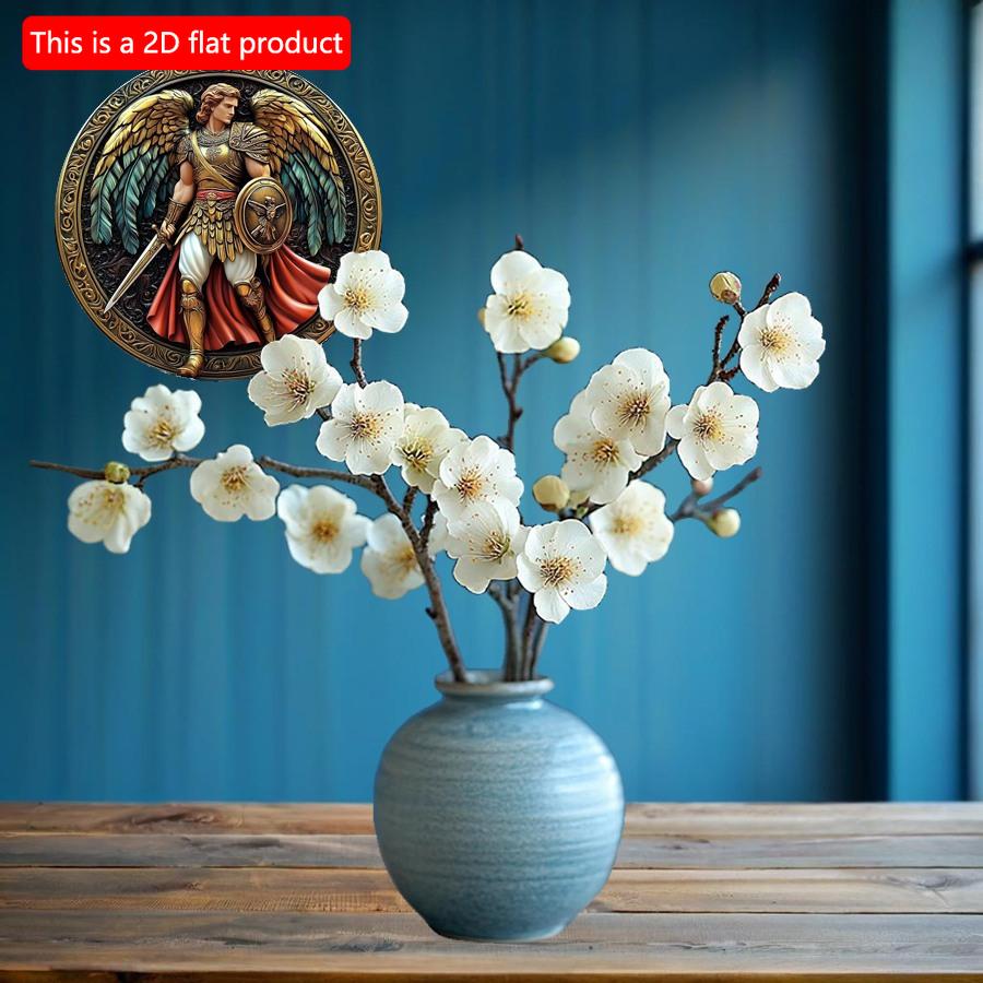 2d Flat 20*20cm, Angel Warrior Wooden Sign, Traditional Mythological Warrior Wall Art, Festive Holiday Decor, for Home, Kitchen, Garden, Bedroom, Bar.